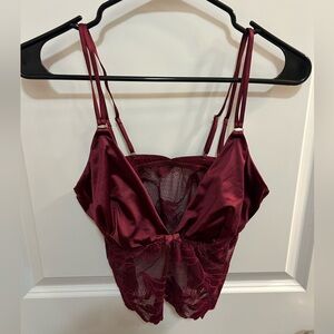 Auden Burgundy Red Valentine's Day Lace Unlined Long Line Bralette Size Large